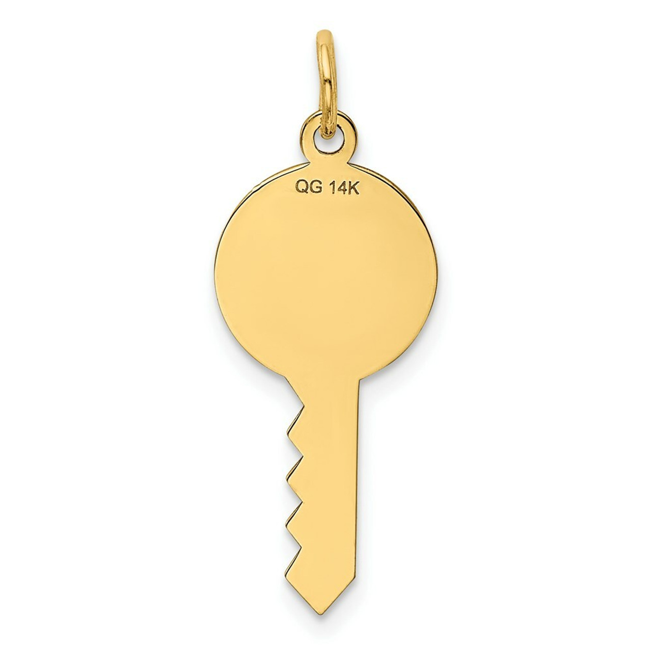 14K Yellow Gold Hearts On Key Charm Pendant - (A98-553)