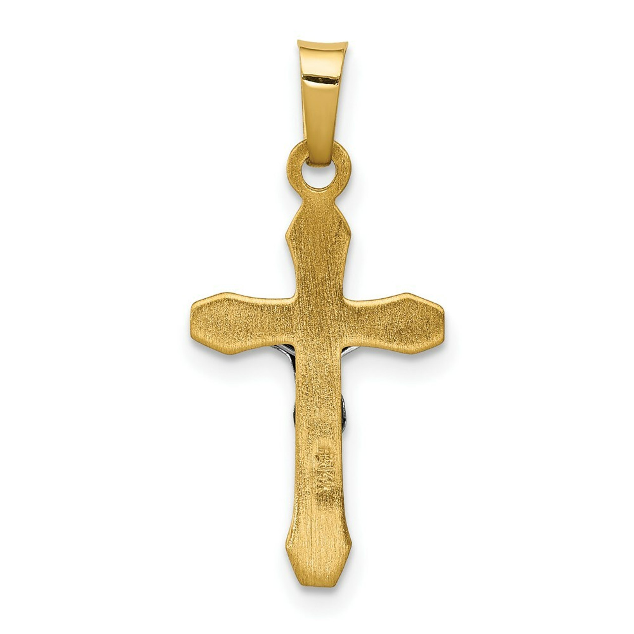 14K Two-tone Gold INRI Hollow Crucifix Pendant 25mm length - (B11-459)