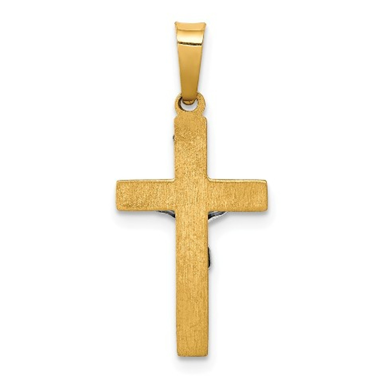 14K Two-tone Gold INRI Hollow Crucifix Pendant 25mm length - (B11-463)