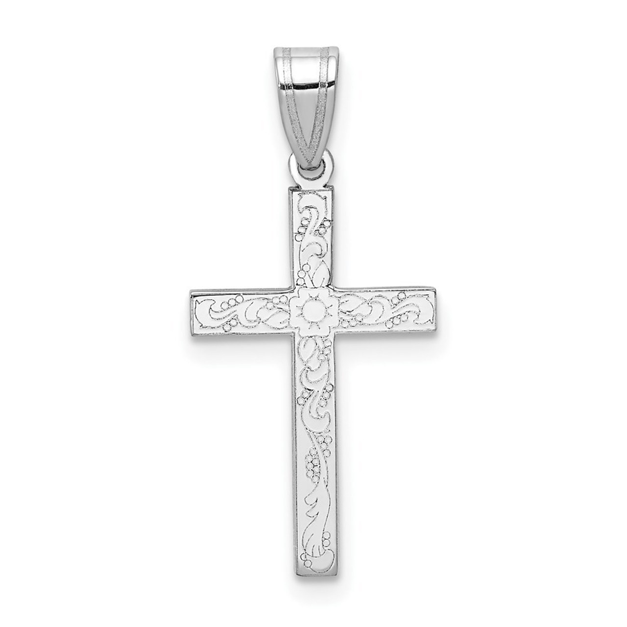 14K White Cross Charm 25mm length - (B11-528)