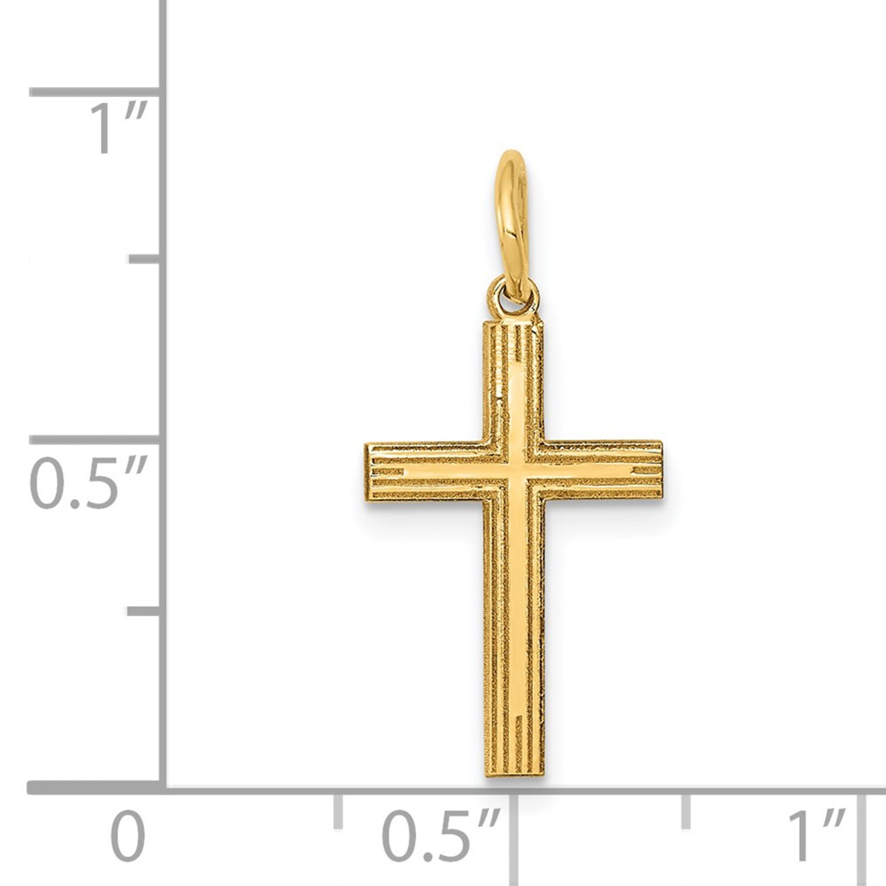 14K Yellow Gold Laser Designed Cross Charm 22mm length - (B11-656)