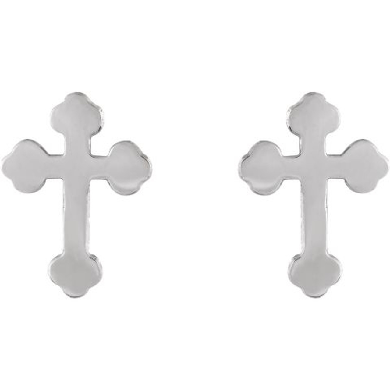14K White Gold Cross Earrings - (B44-760)