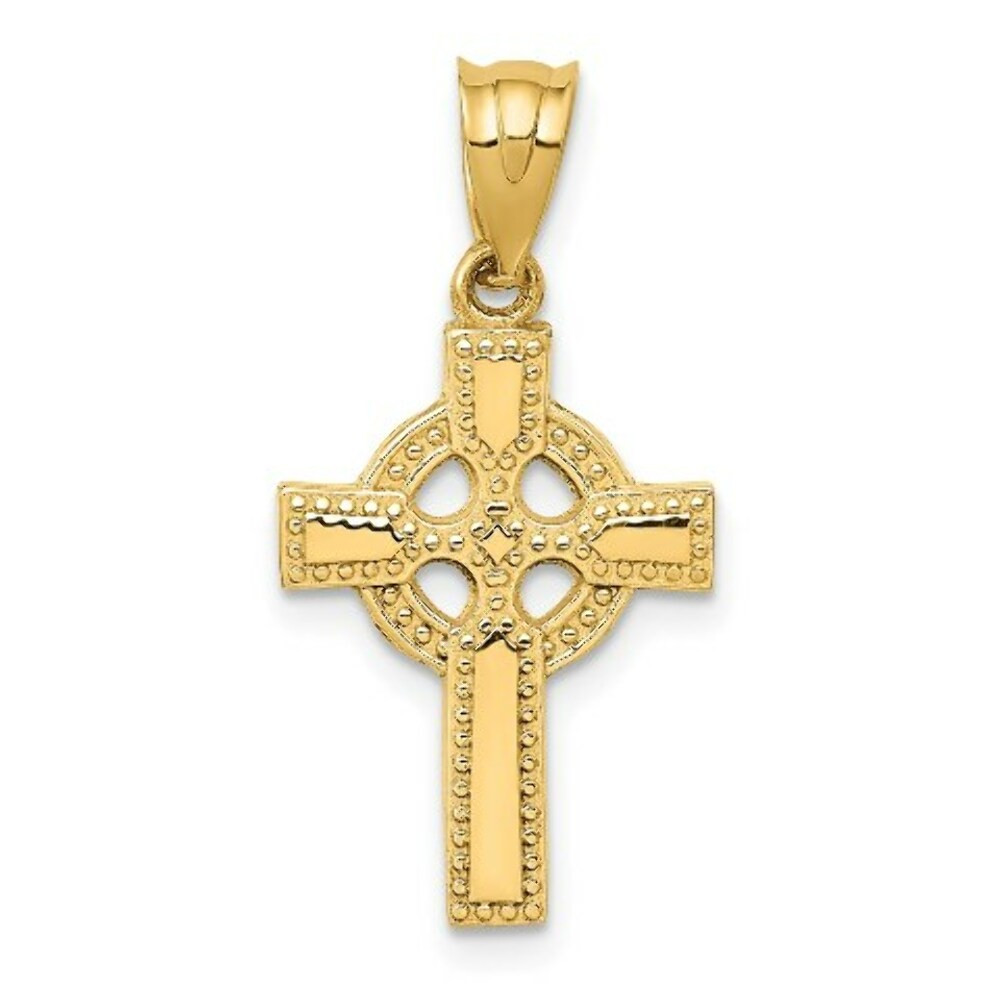 14K Yellow Gold Celtic Cross Pendant 28mm length - (A82-989) - Roy