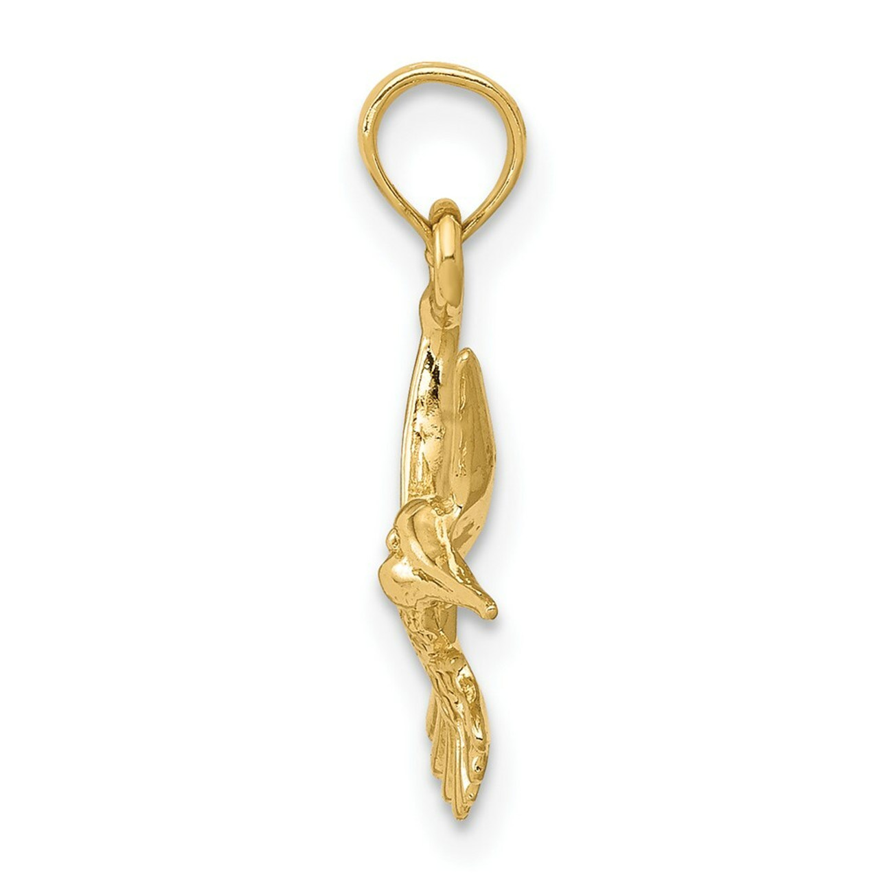 14K Yellow Gold Hummingbird Pendant - (A83-215)