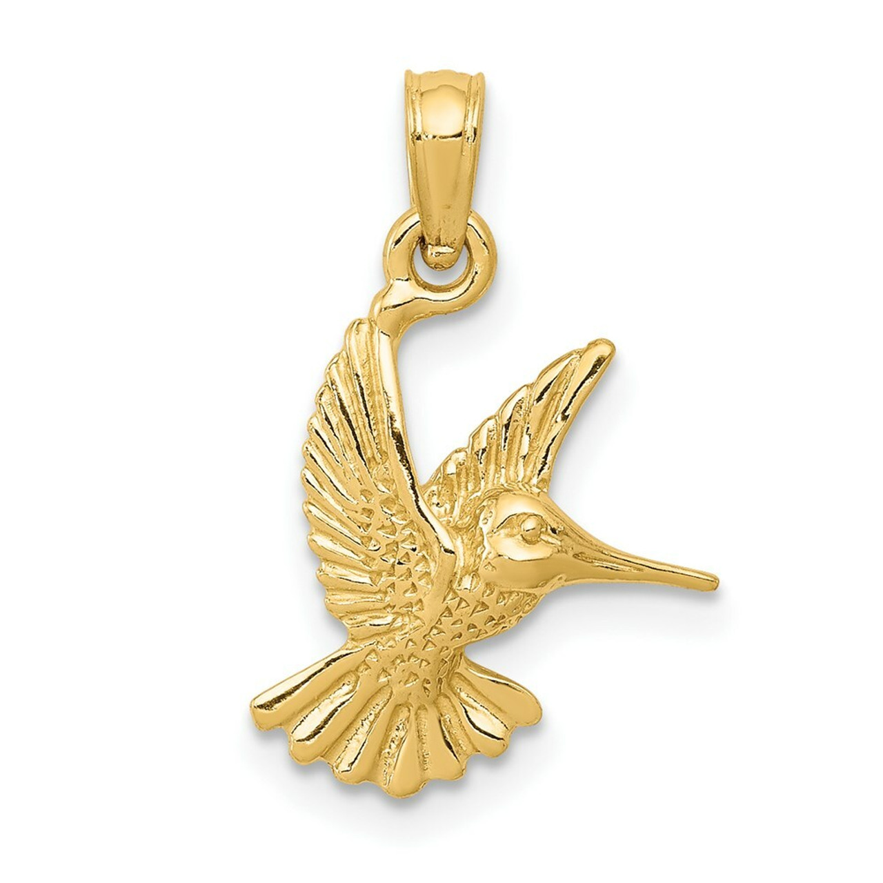 14K Yellow Gold Hummingbird Pendant - (A83-215)