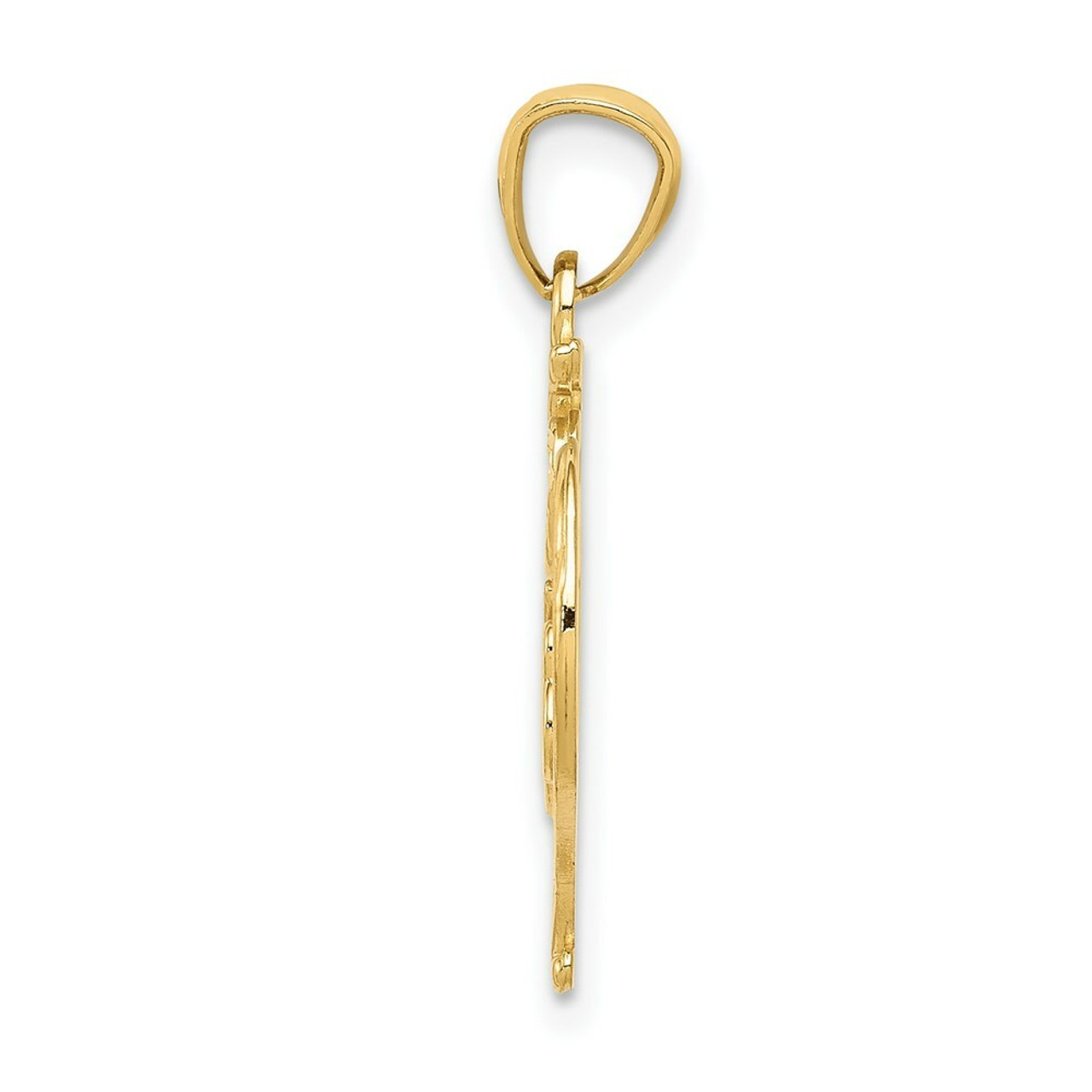 14K Yellow Gold Diamond-cut 15 Anos Birthday Heart Pendant - (A83-382)