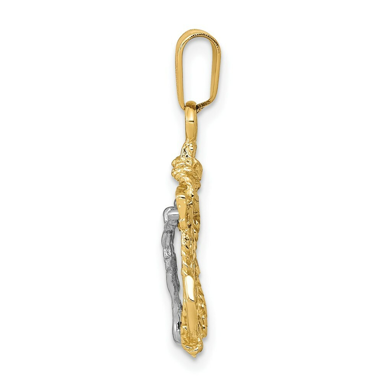 14K Two-tone Gold Mariners Cross Pendant 25mm length - (A83-877)