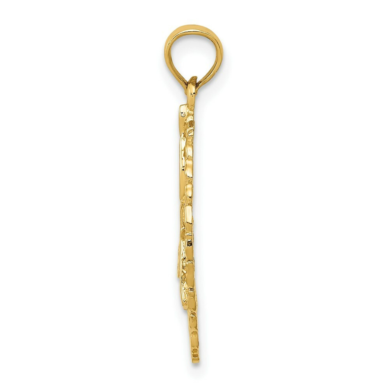 14K Yellow Gold Solid Polished Framed Gymnast Pendant - (A84-293)