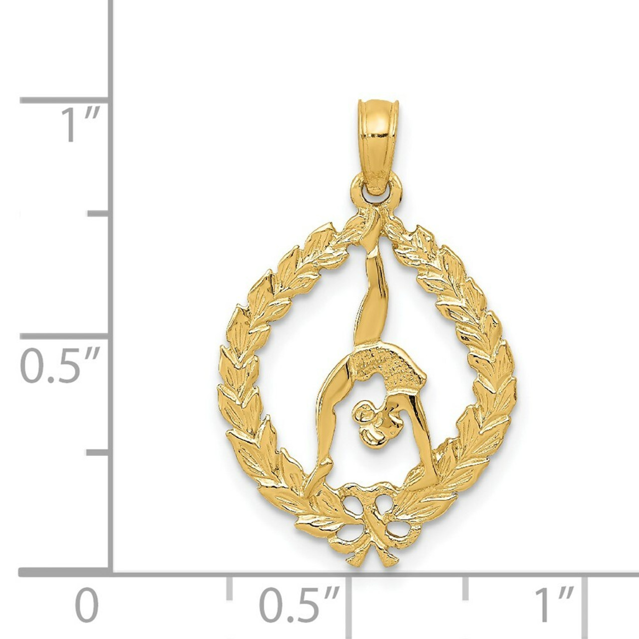 14K Yellow Gold Solid Polished Framed Gymnast Pendant - (A84-293)