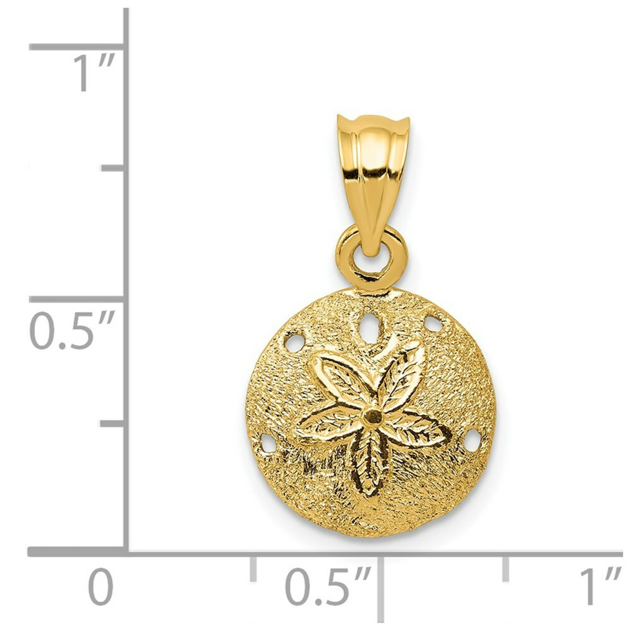14K Yellow Gold Solid Polished Laser-Cut Sand Dollar Pendant - (A84-354)