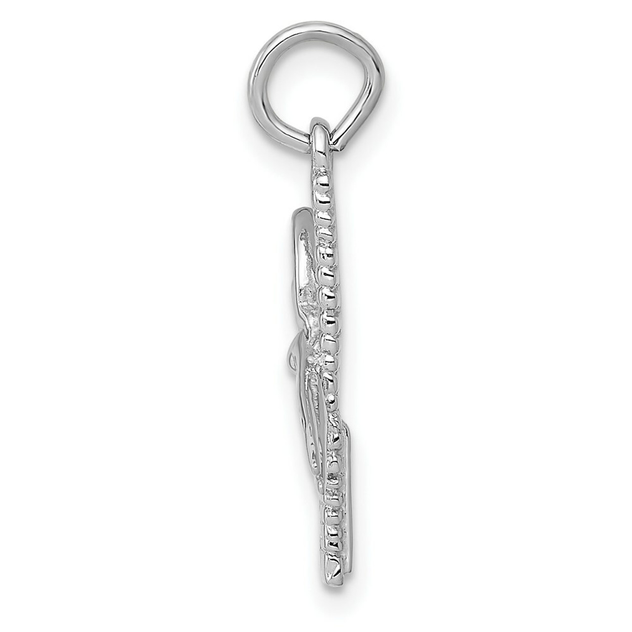 14K White Gold Polished Diamond-cut Comb & Scissors Charm - (A84-477)