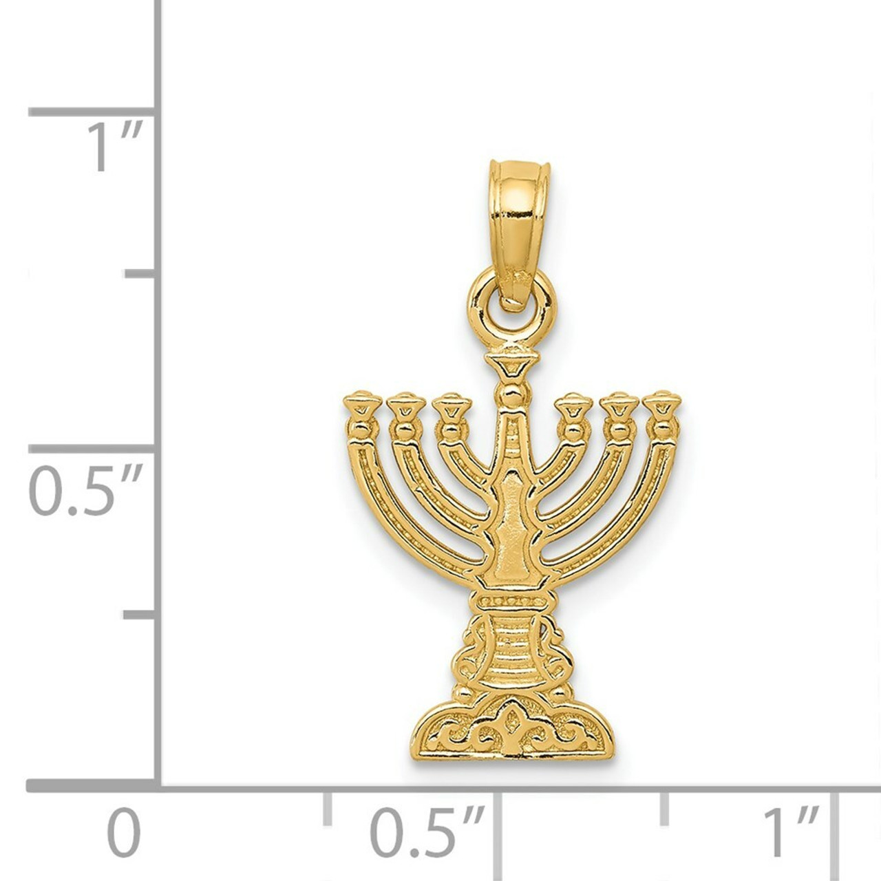 14K Yellow Gold Menorah Pendant - (A84-525)