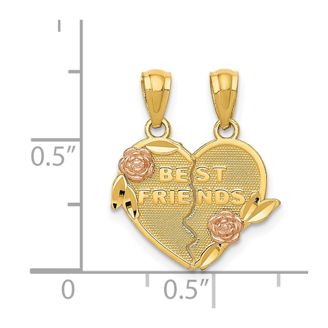 14K Two-tone Gold Sweet 16 Heart Pendant - (A84-556)