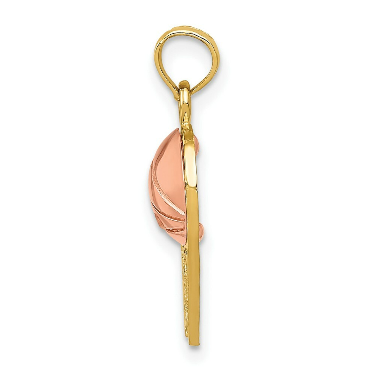 14K Two-tone Gold Basketball Hoop with Ball Pendant - (A84-665)