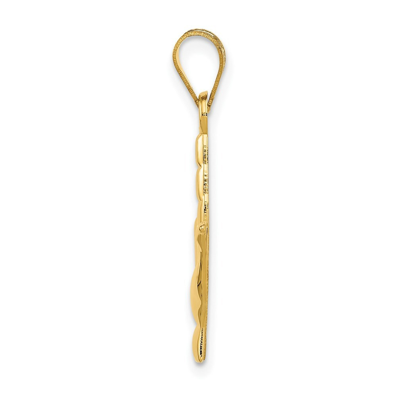 14K Yellow Gold Polished I Love You Hand Sign Language Charm - (A84-758)