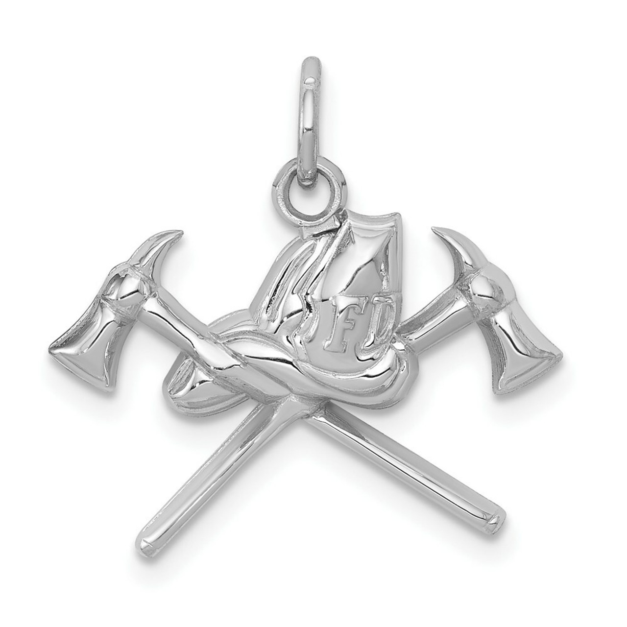 14K White Gold Fire Department Charm - (A85-258)