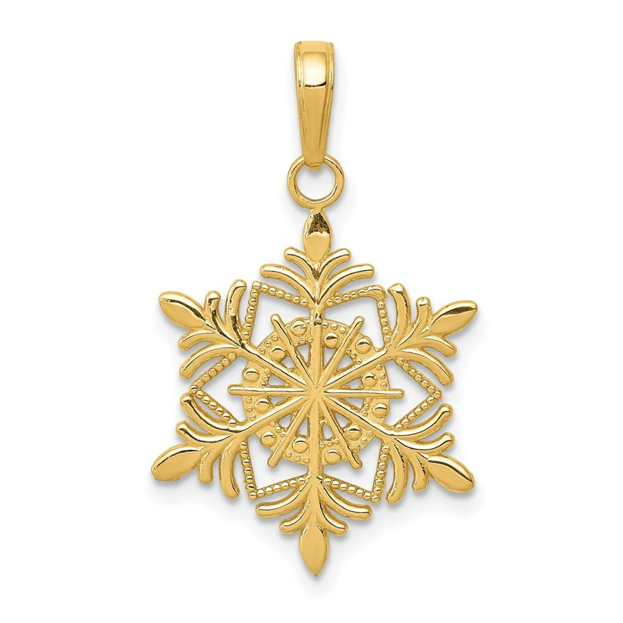 14K Yellow Gold Snowflake Pendant - (A85-462)