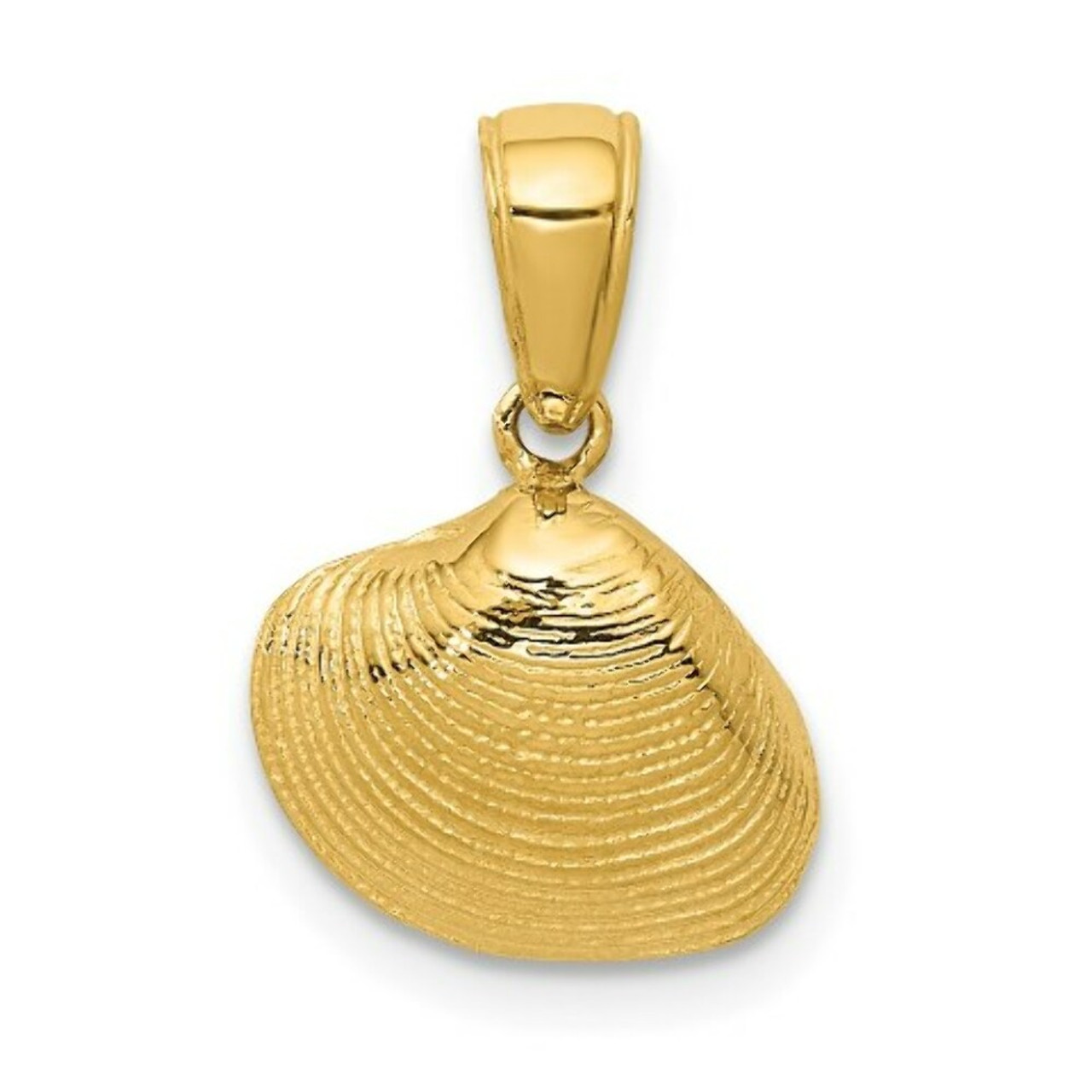 14K Yellow Gold Small Clam Shell Pendant - (A85-555)