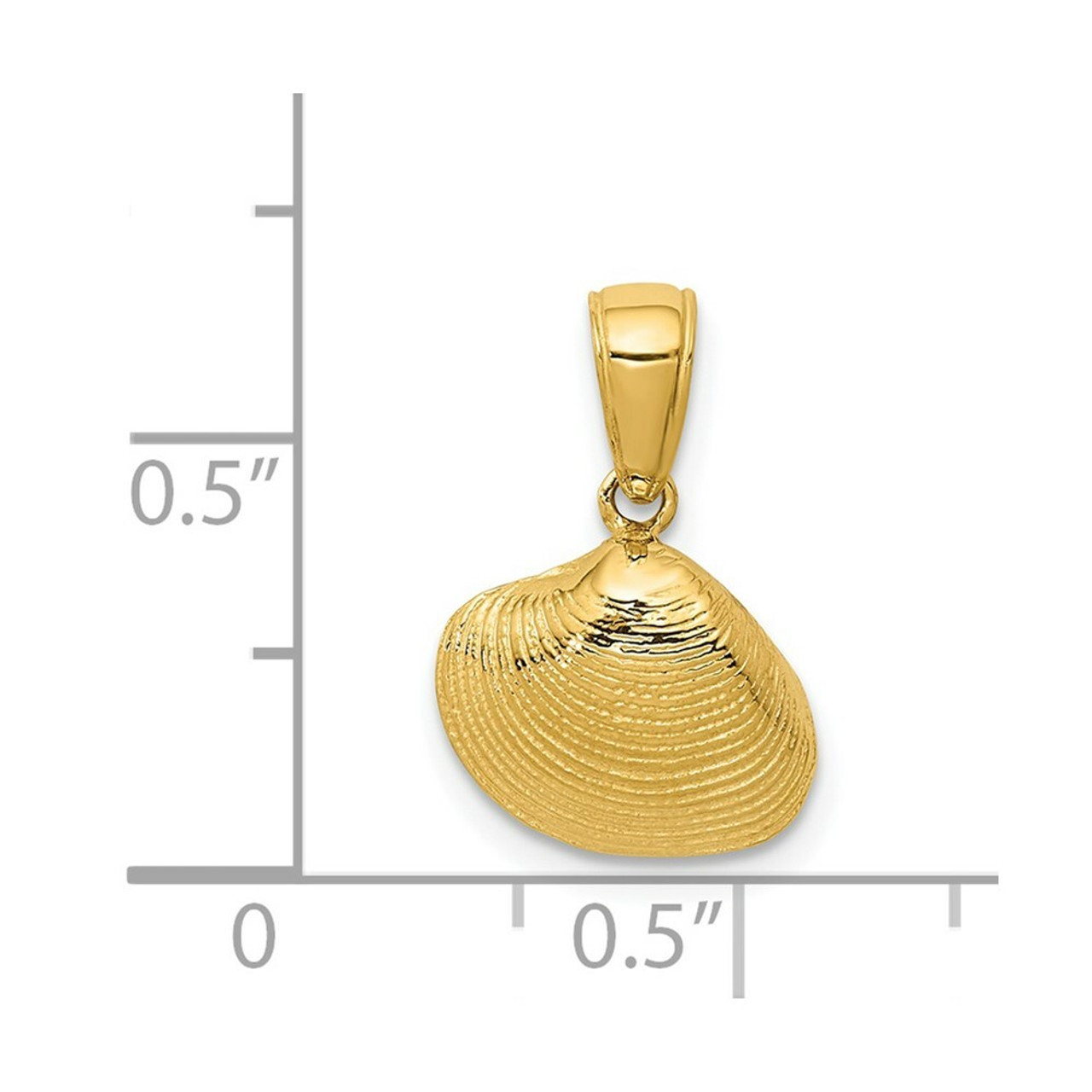 14K Yellow Gold Small Clam Shell Pendant - (A85-555)