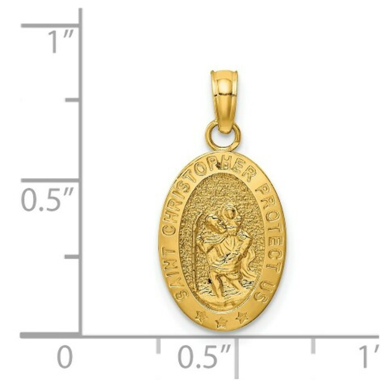 14K Yellow Gold Saint Christopher Medal Pendant 11mm width - (A85-559)