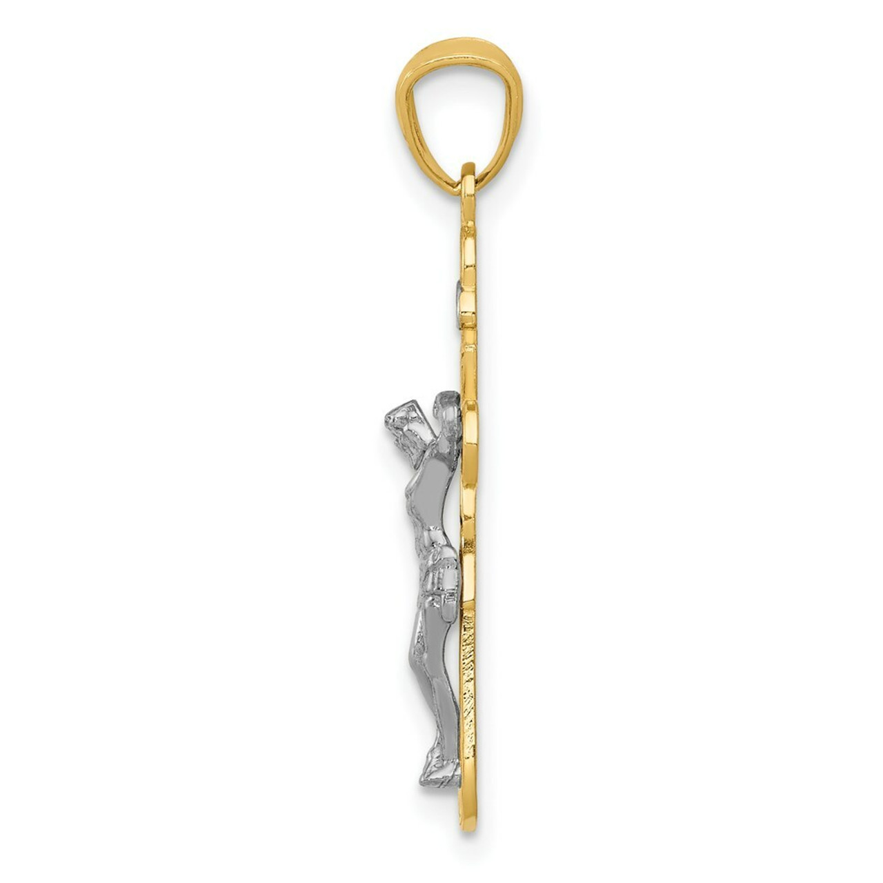 14K Yellow and White Gold Small Passion Crucifix Pendant - (A85-829)