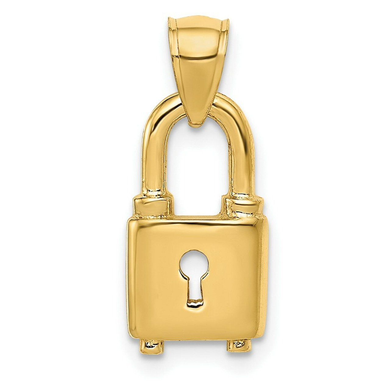 14k Yellow Gold Polished Lock Pendant - (A86-120)