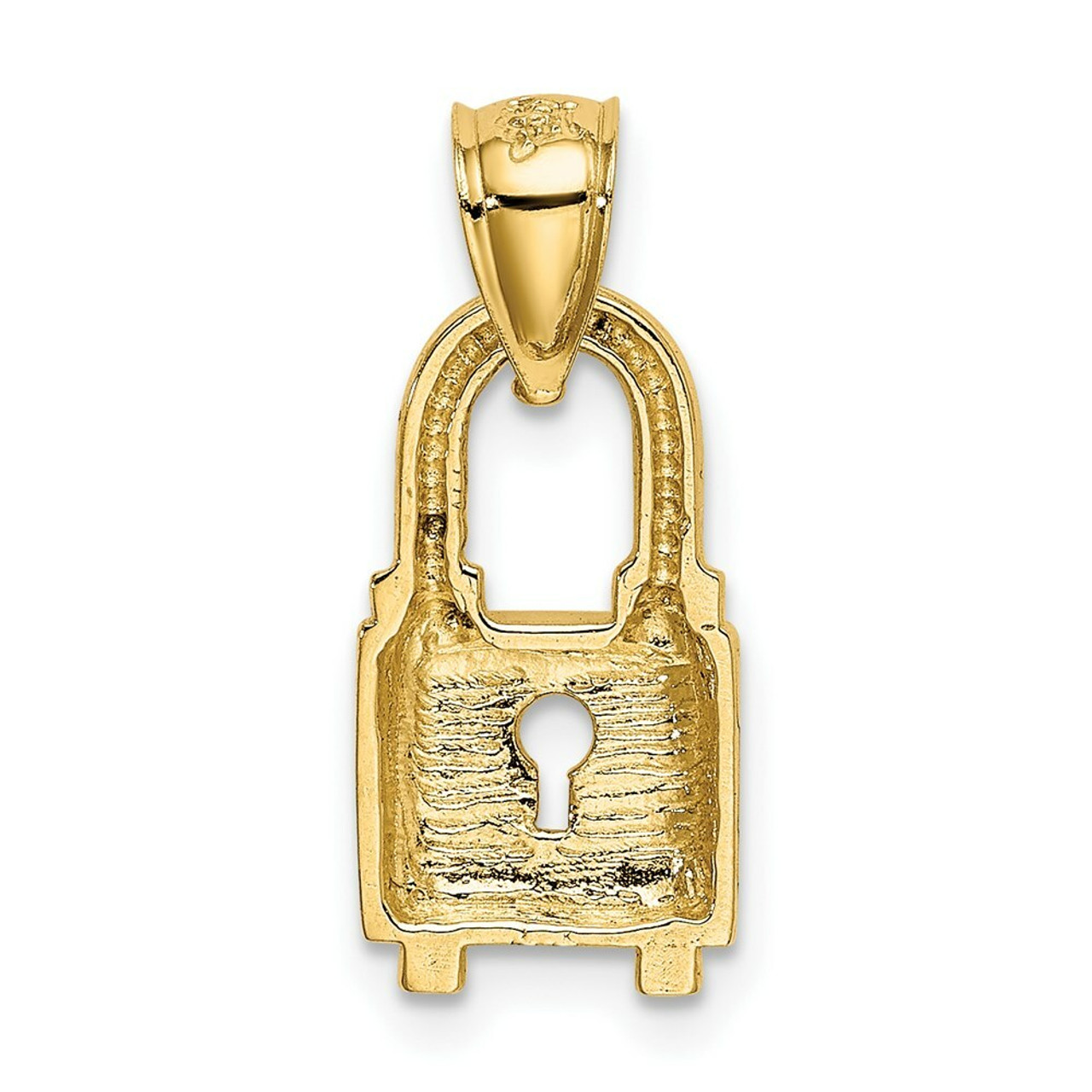 14k Yellow Gold Polished Lock Pendant - (A86-120)