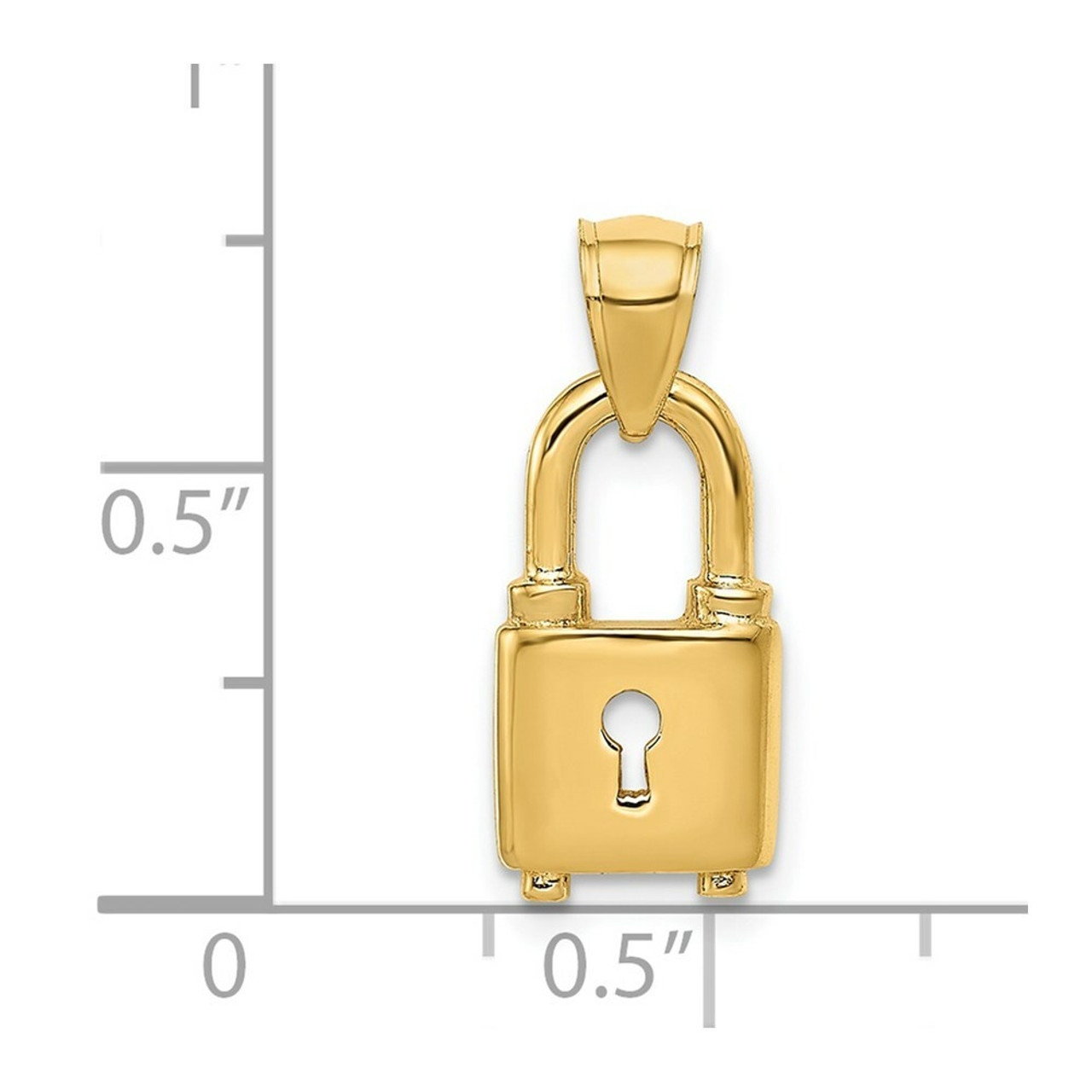 14k Yellow Gold Polished Lock Pendant - (A86-120)