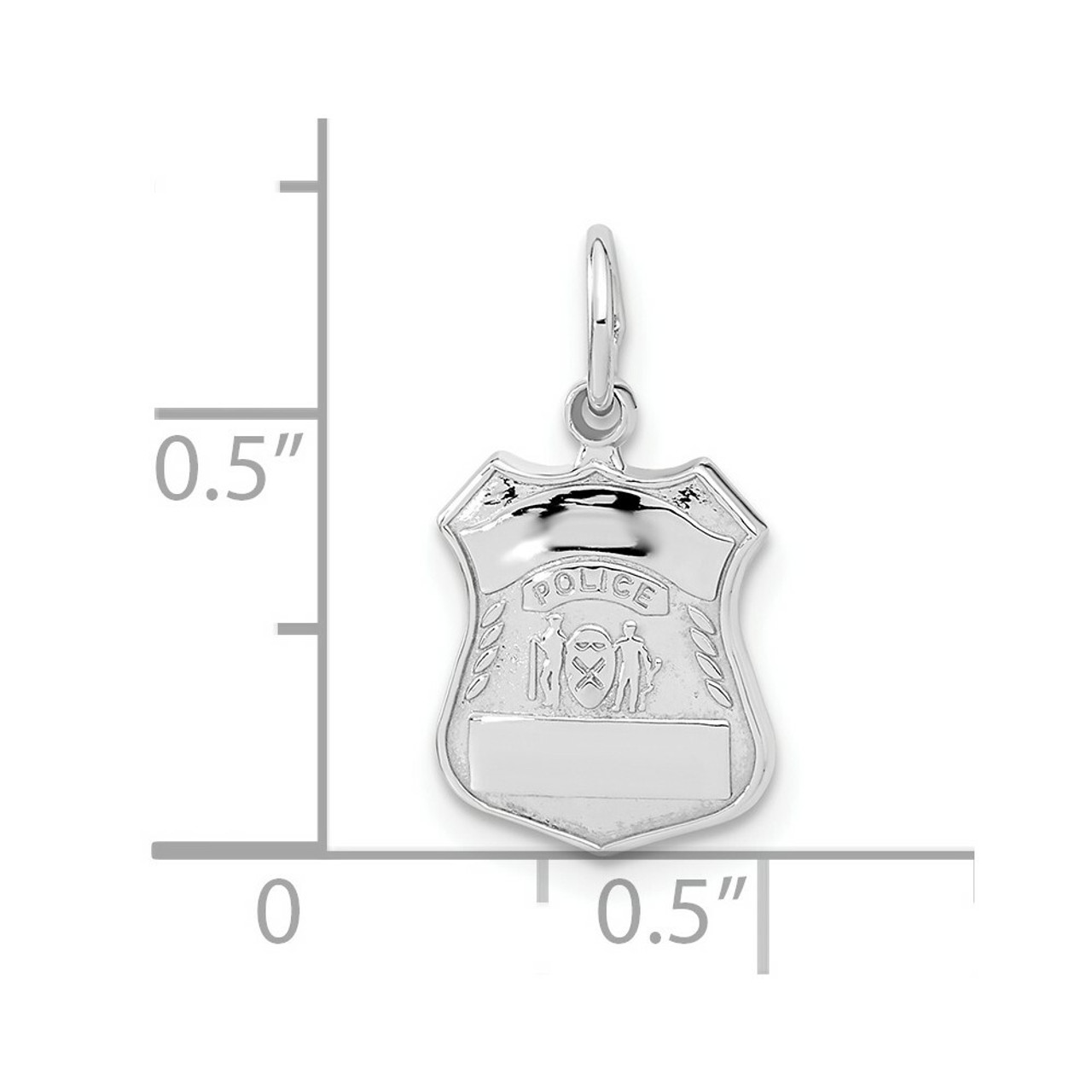 14K White Gold Police Badge Charm - (A86-265)