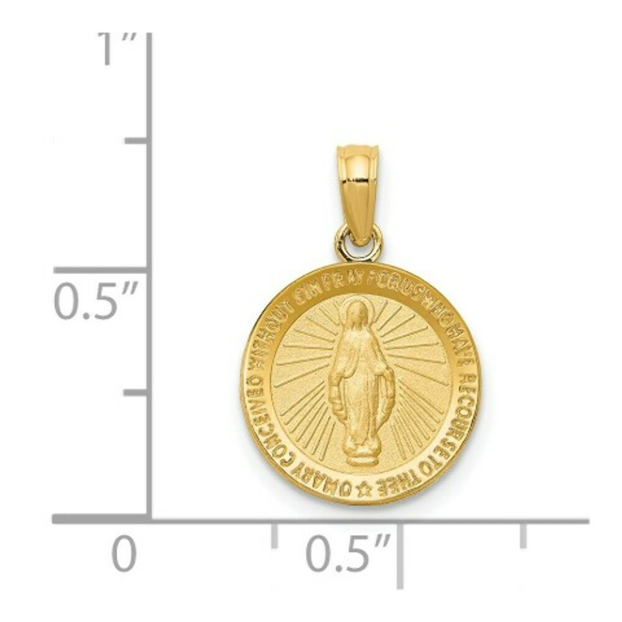 14K Yellow Gold Miraculous Medal Pendant 13mm width - (A86-564)