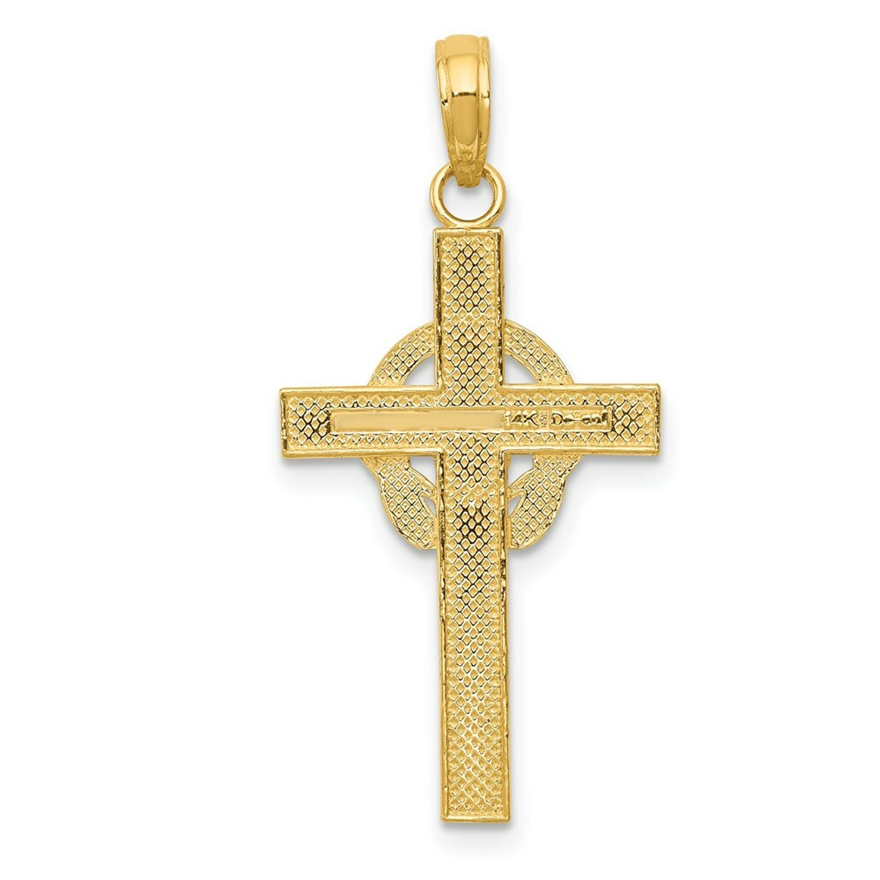 14K Yellow Gold Polished Claddagh Cross Pendant - (A86-567)