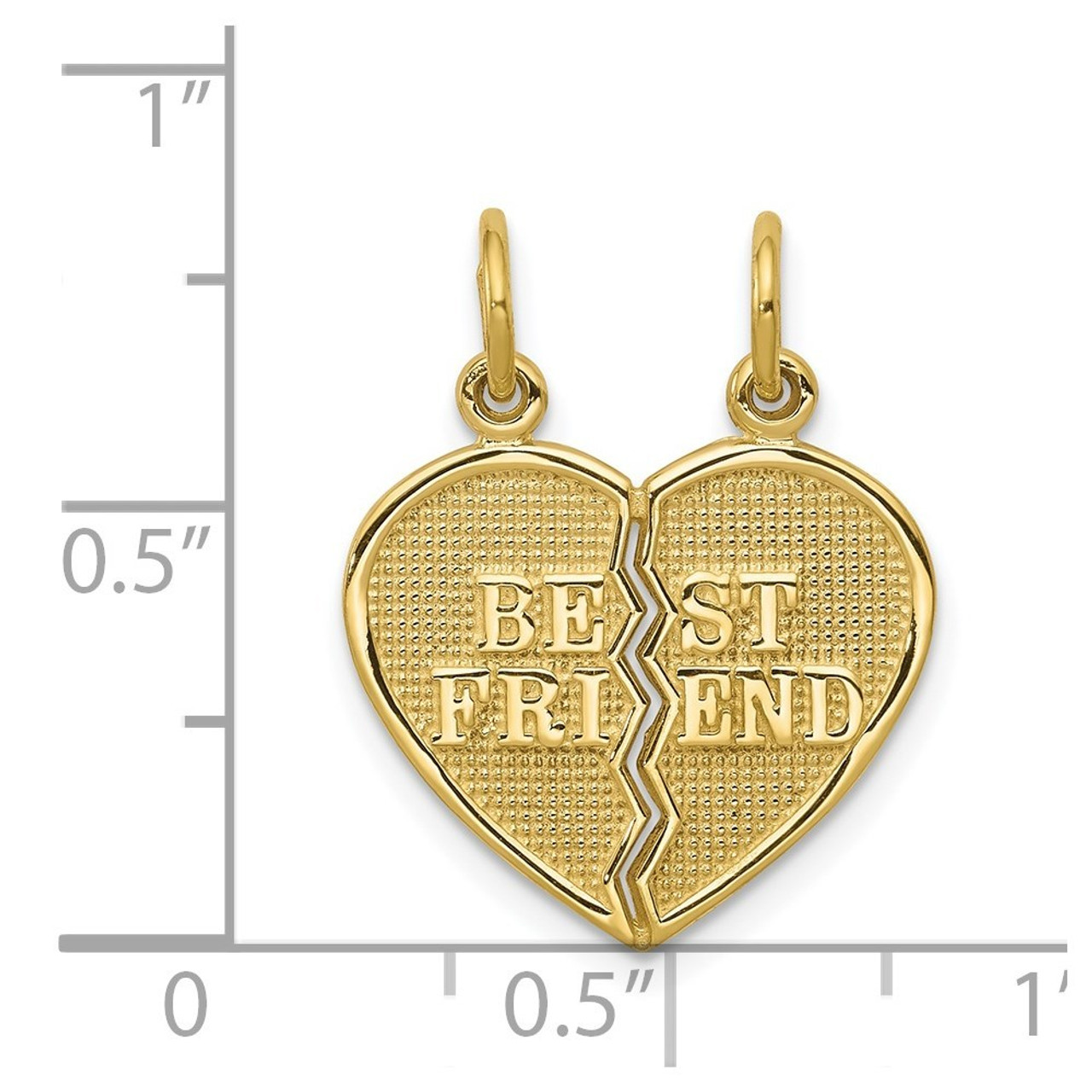 10K Yellow Gold 2 Piece Break-Apart Best Friend Heart Charm - (A86-704)