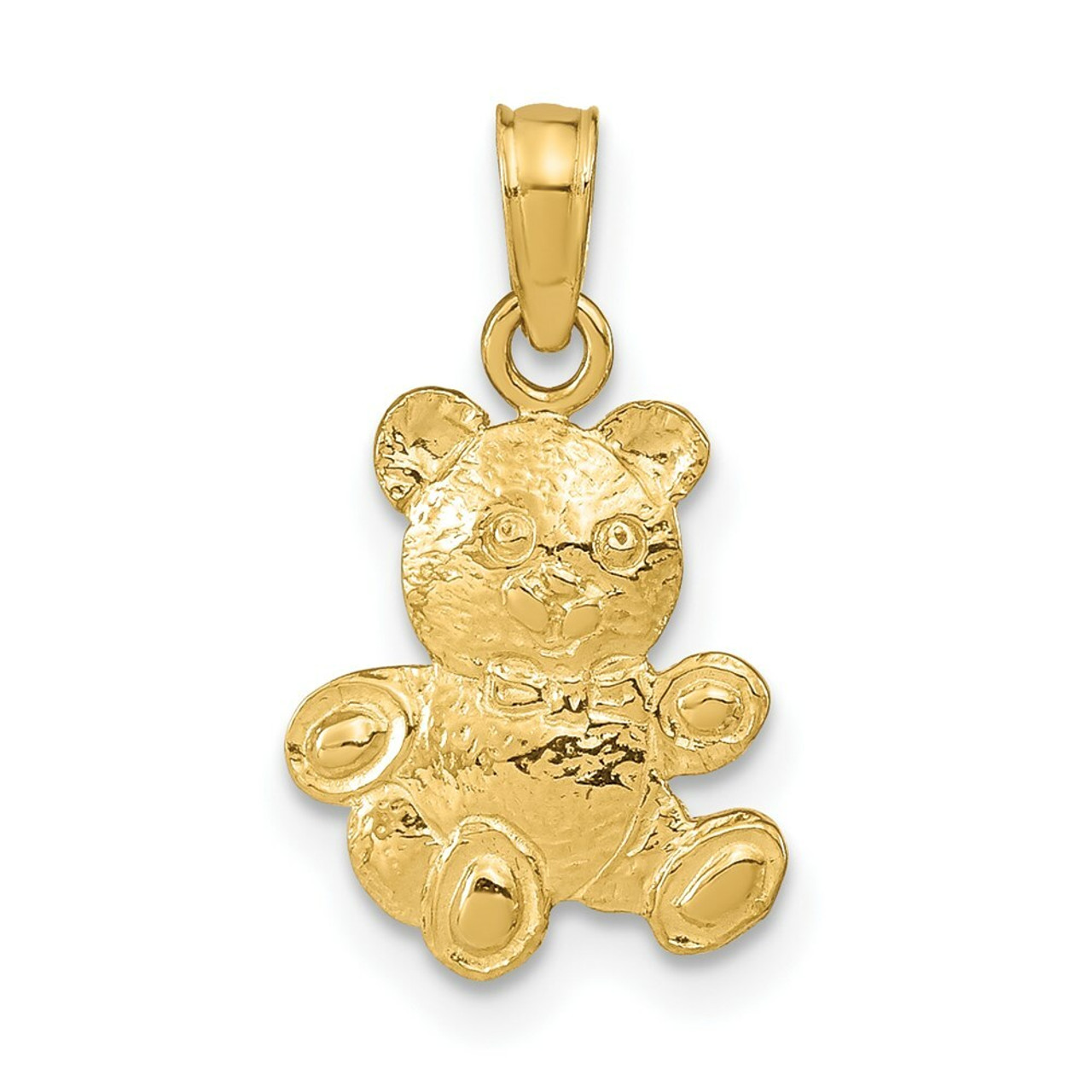 14K Yellow Gold 2-D Teddy Bear Pendant - (A86-938)
