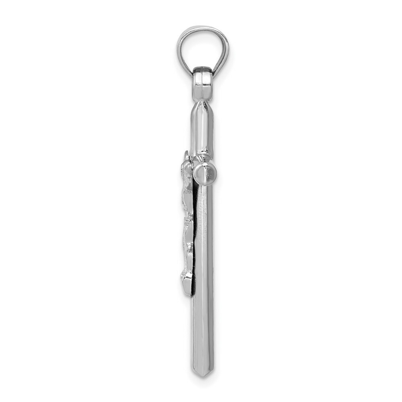 14K White Gold Crucifix Pendant 39mm length - (A86-975)