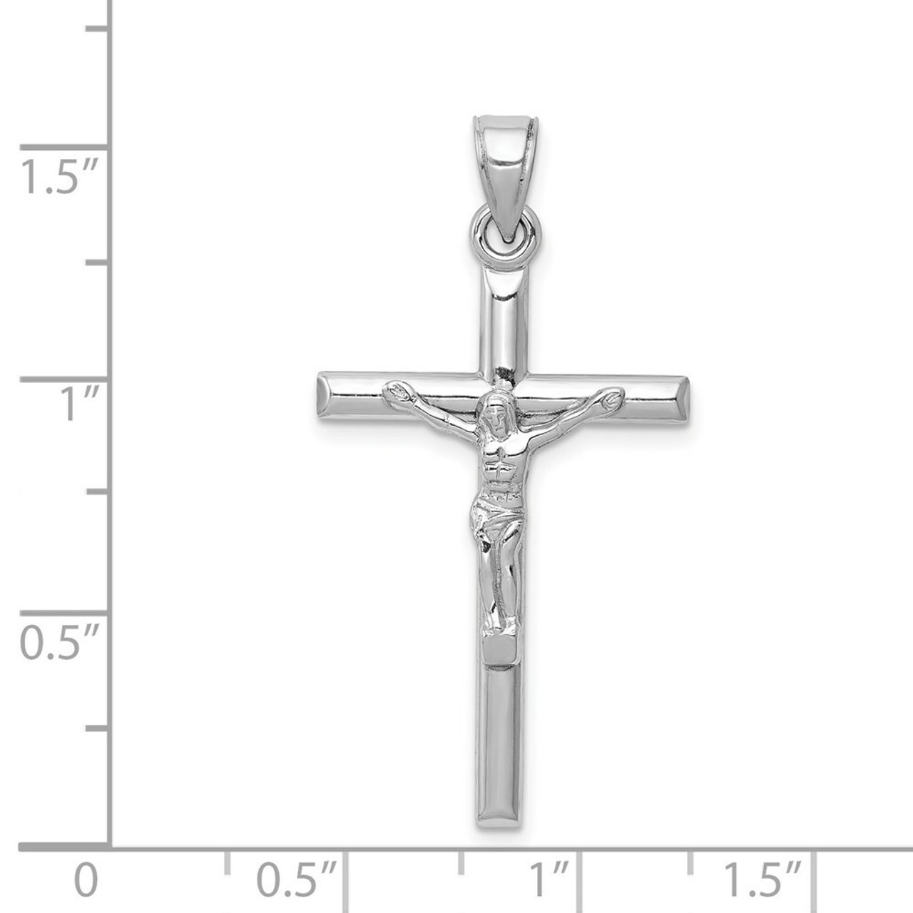 14K White Gold Crucifix Pendant 39mm length - (A86-975)
