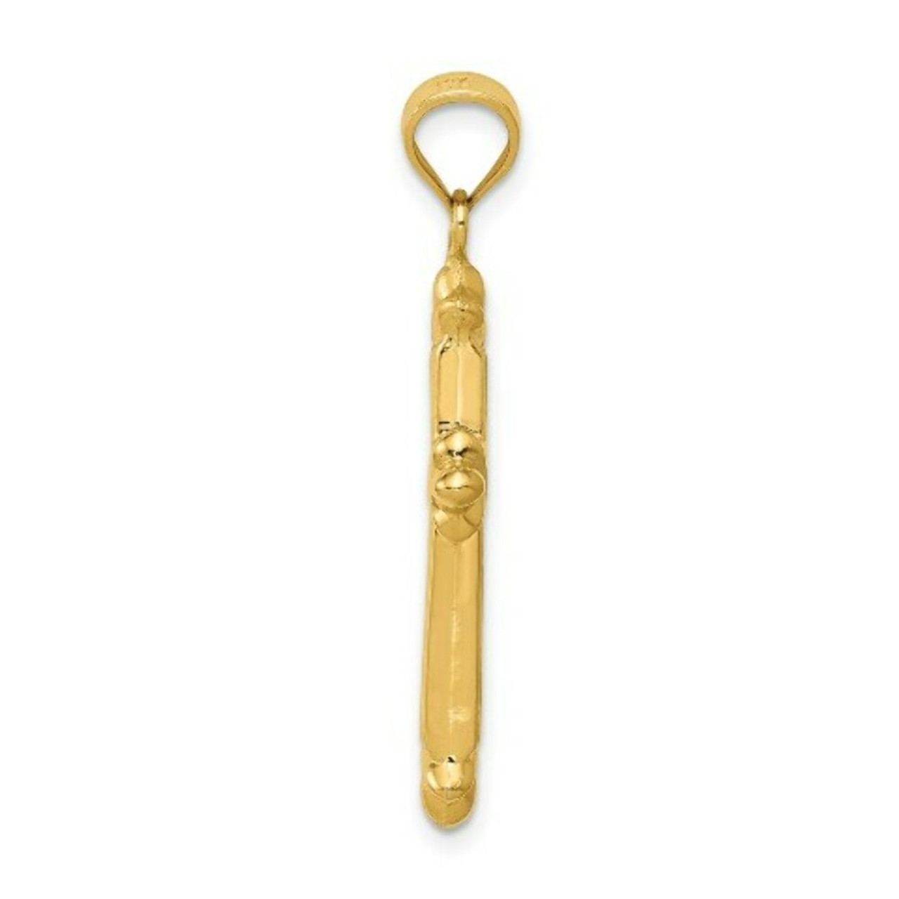 14K Yellow Gold Reversible Diamond-cut Cross Pendant 35mm length - (A87-120)