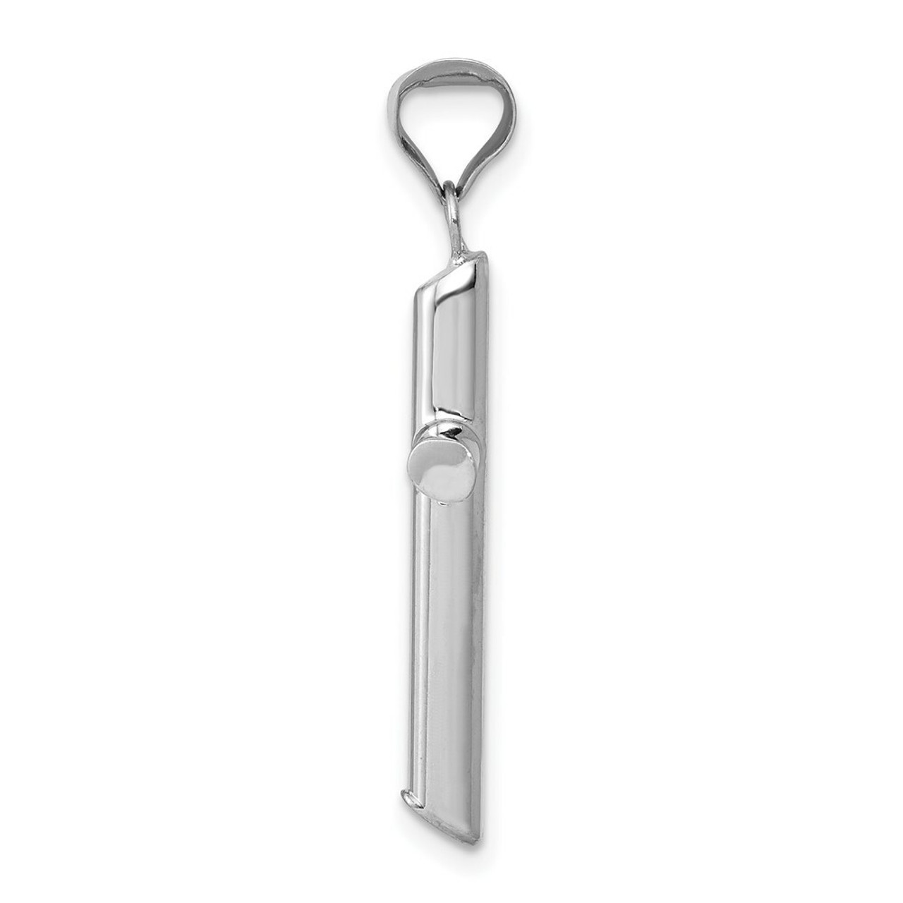 14K White Gold Polished Hollow Cross Pendant 32mm length - (A87-195)
