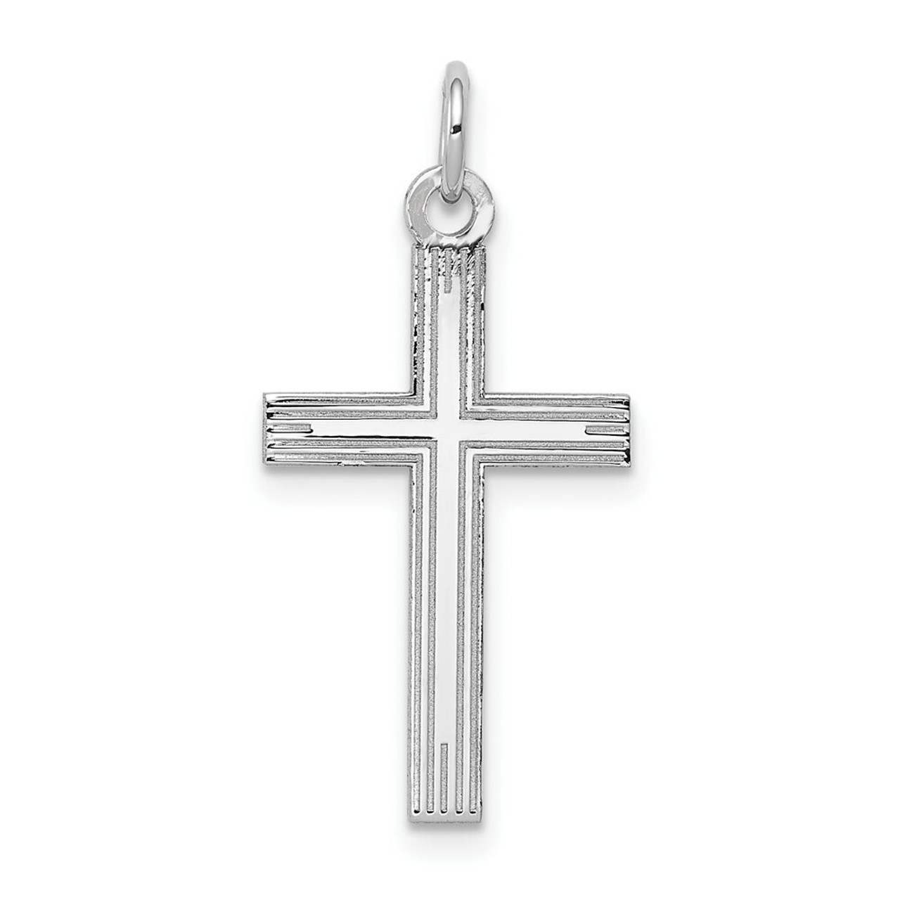 14K White Gold Laser Designed Cross Pendant 26mm length - (A97-719)