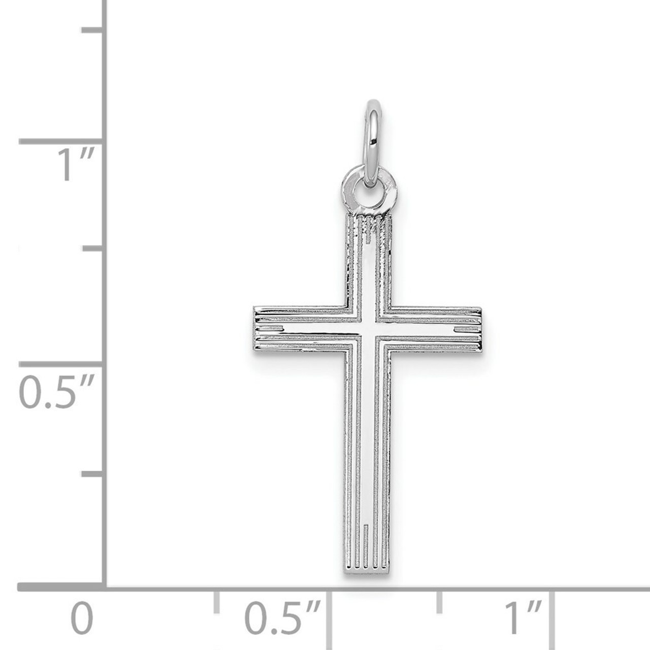 14K White Gold Laser Designed Cross Pendant 26mm length - (A97-719)