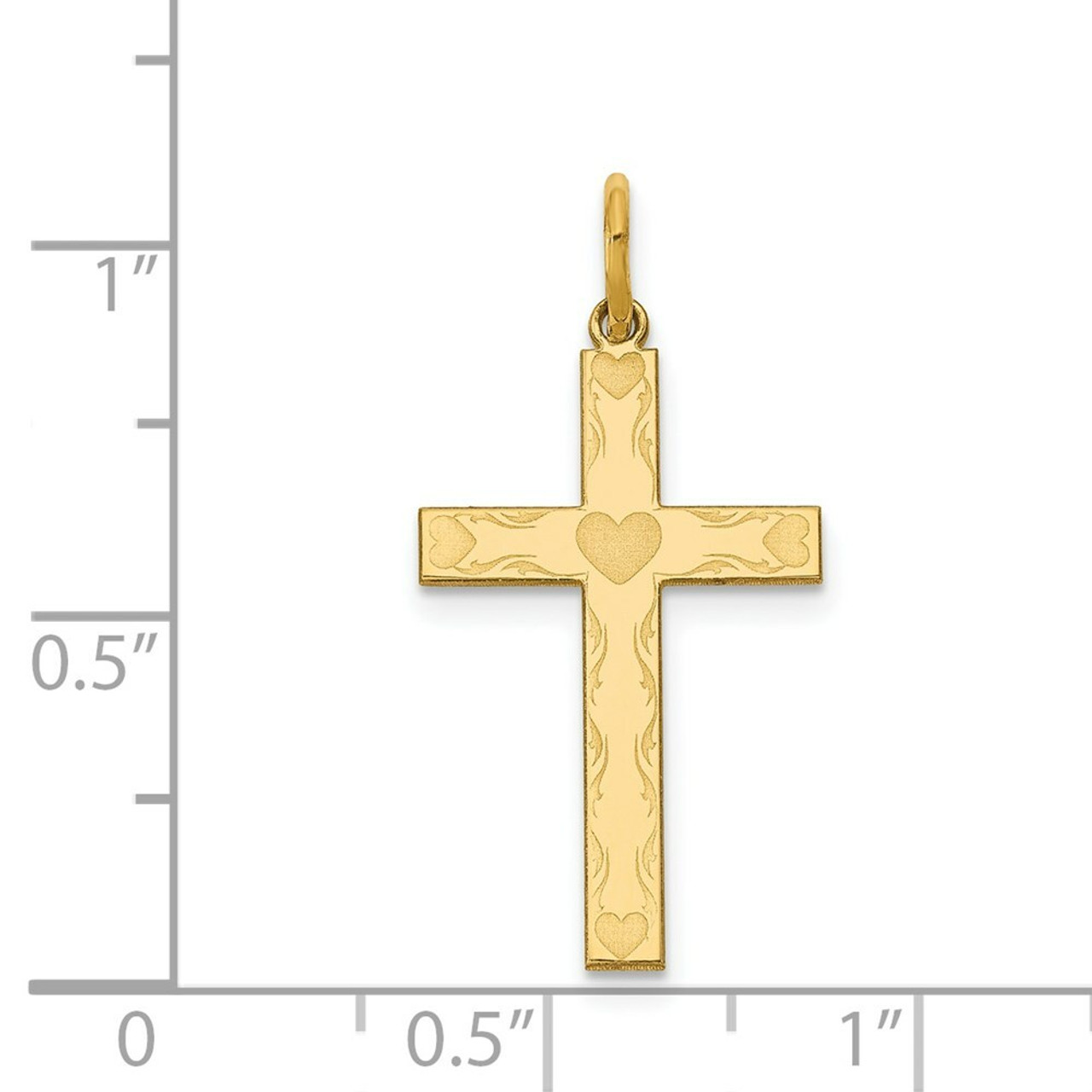 14K Yellow Gold Laser Designed Cross Charm 26mm length - (A99-992)