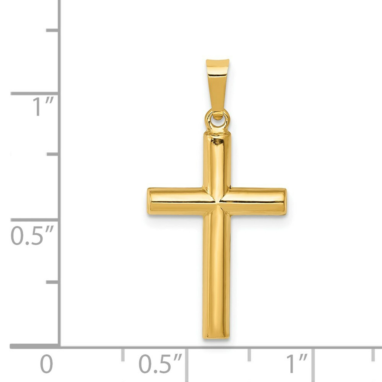 14K Yellow Gold Hollow Cross Pendant 25mm length - (B11-414)