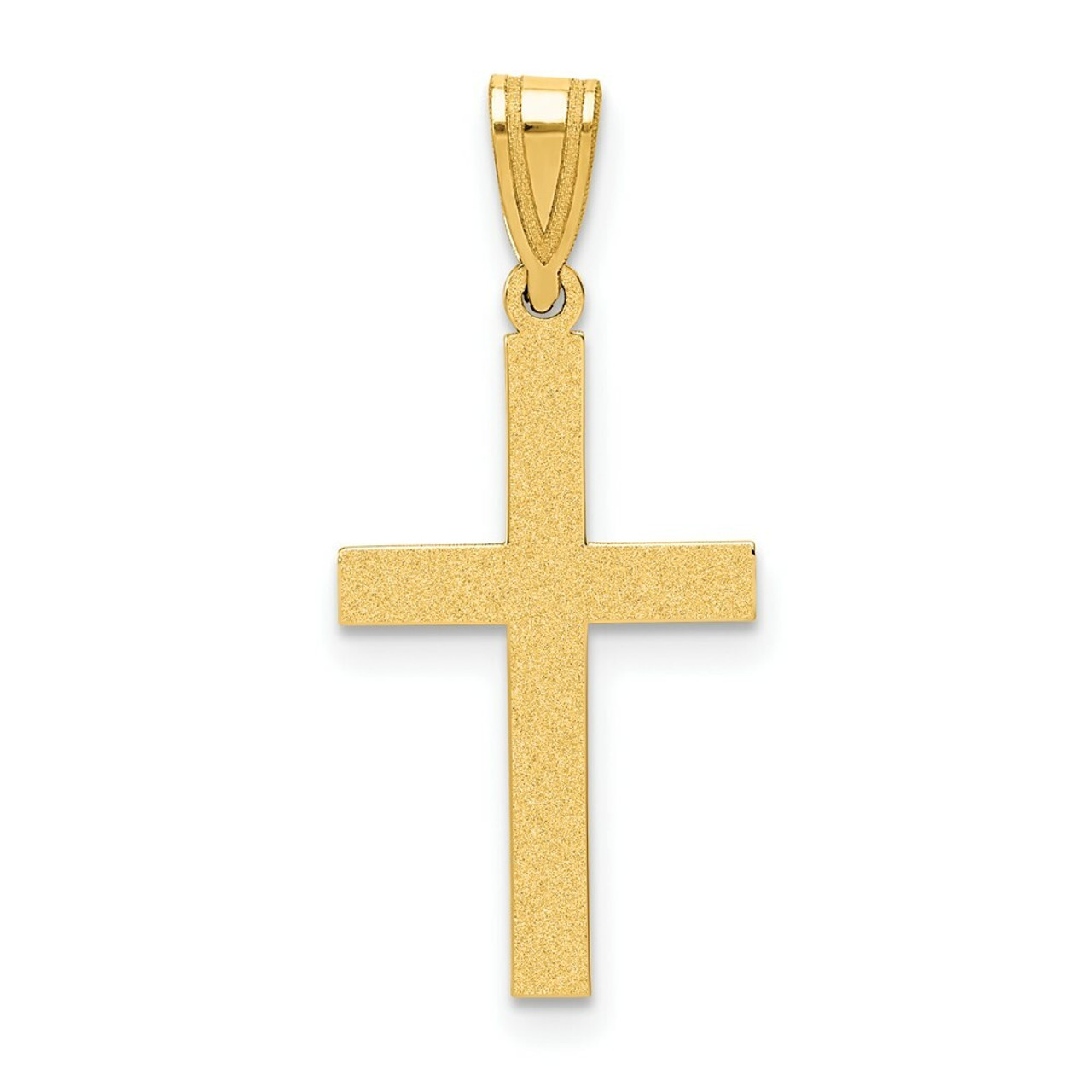 14K Yellow Gold Polished Cross Pendant 25mm length - (B11-417)