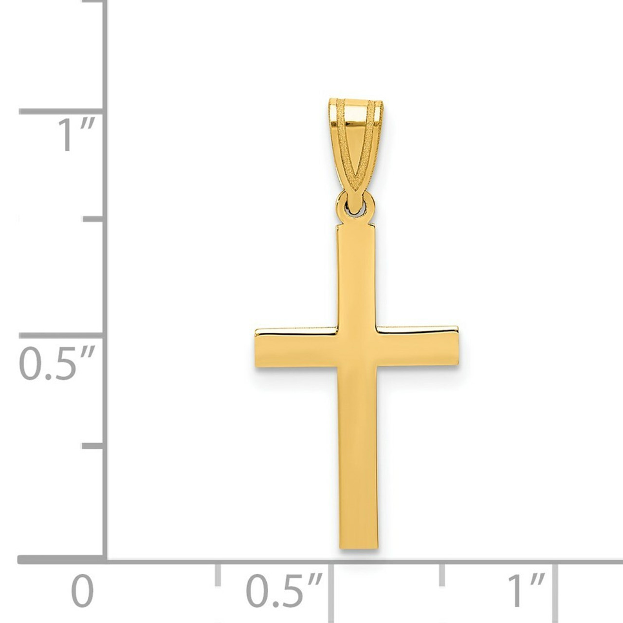 14K Yellow Gold Polished Cross Pendant 25mm length - (B11-417)
