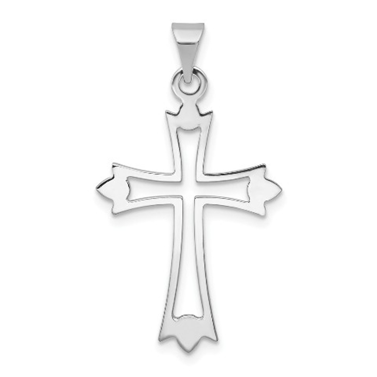 14K White Gold Budded Cross Pendant - (B11-440) - Roy Rose Jewelry