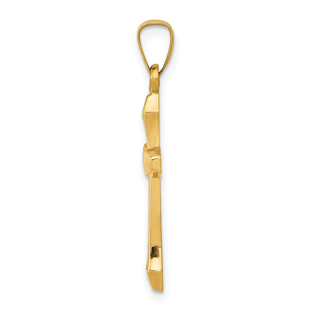 14K Yellow Gold Textured and Polished Latin Cross Pendant - (B11-677)