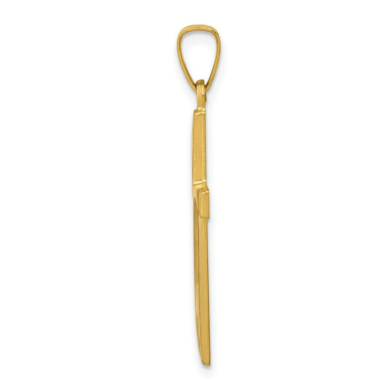 14K Yellow Gold Rhodium Satin and Polished Latin Cross Pendant - (B11-687)