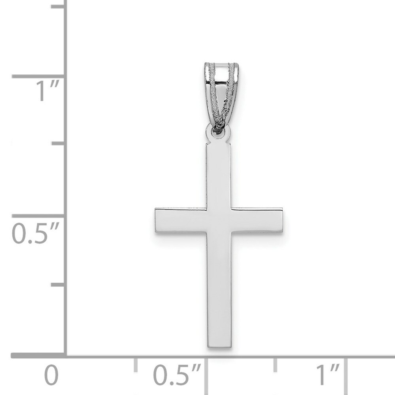 14K White Gold Polished 22x11mm Cross Pendant - (B11-738)