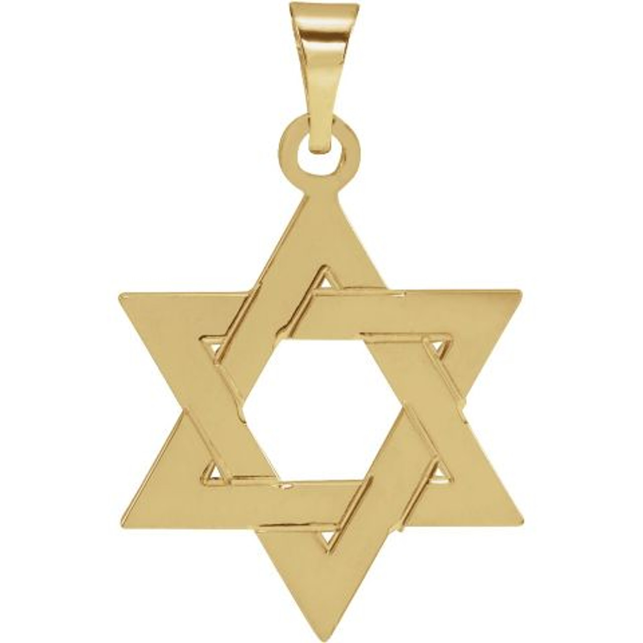 14K Yellow Gold 17x15mm Star of David Pendant - (B15-368)