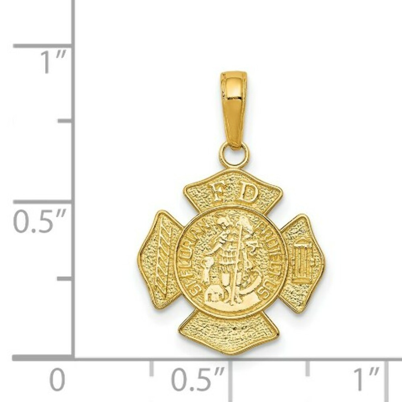 14K Yellow Gold Small St. Florian Badge Pendant - (A83-155)
