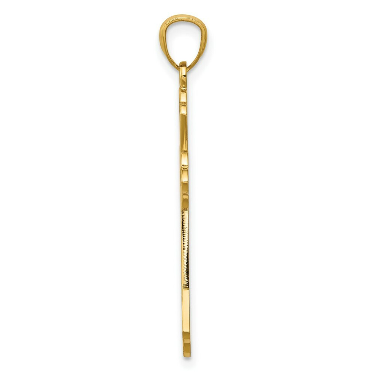 14K Yellow Gold Diamond-cut Cross Pendant 34mm length - (A83-297)